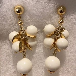 J. Crew earrings. White and Gold color statement.